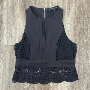 Womens Endless Rose Black Lace Sleeveless Top - S